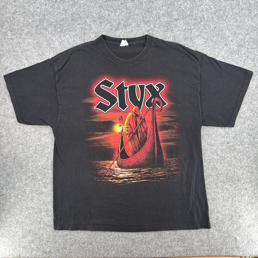 Vintage Styx T-Shirt Mens XL Concert Tour Black Grim Reaper Graphic